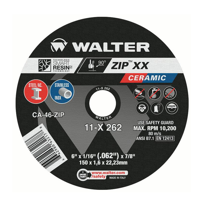 11X262 | ZIP™ XX Cut-Off Wheel 6" x 1/16", 7/8" Arbor, Type 1