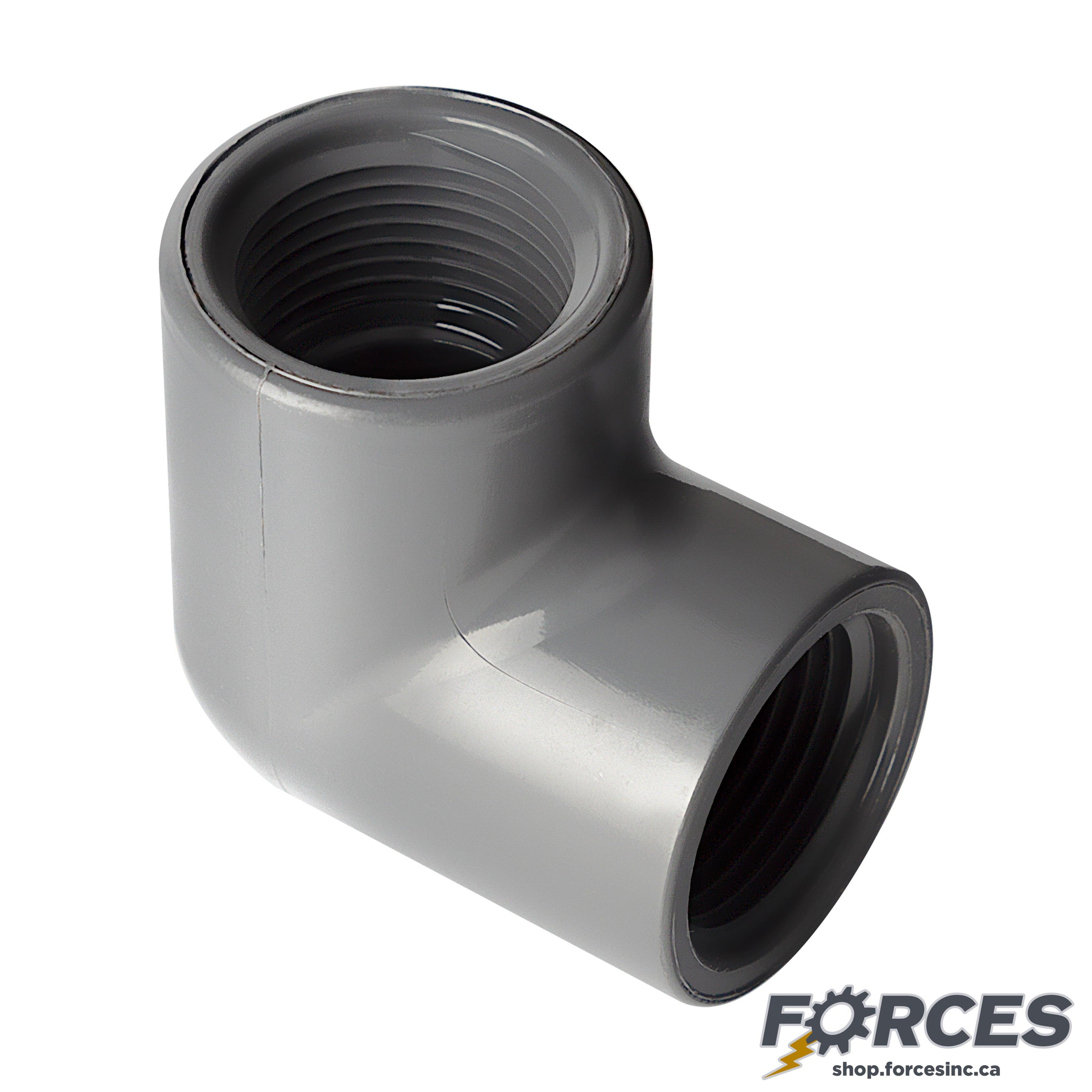 1/2" 90° Elbow (FPT x FPT) Sch 80 - PVC Grey | 808005 - Forces Inc