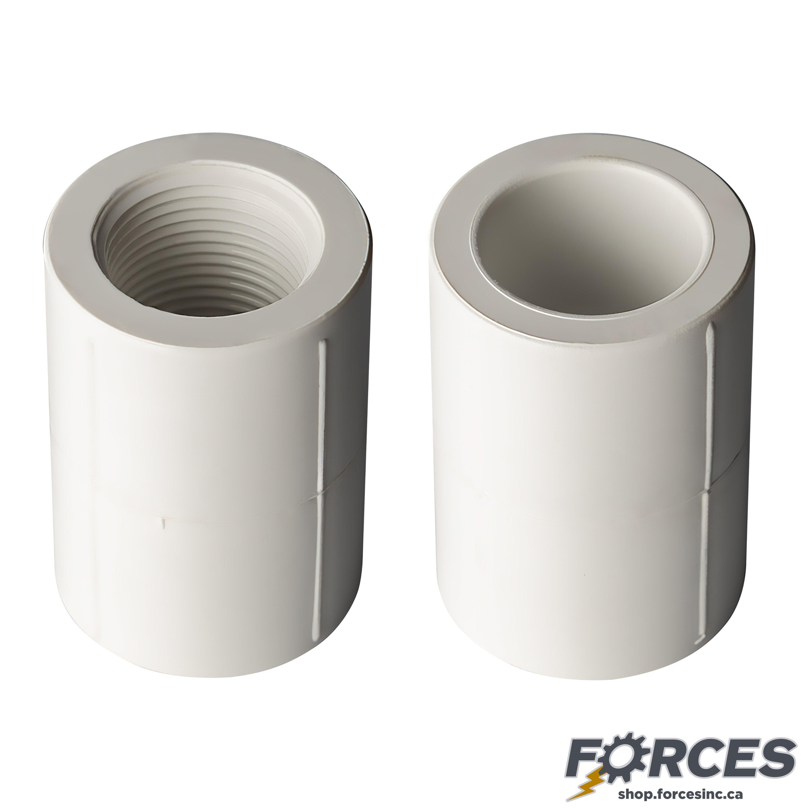 1/2" Adapter (SOC x FPT) Sch 40 - PVC white | 435005W - Forces Inc