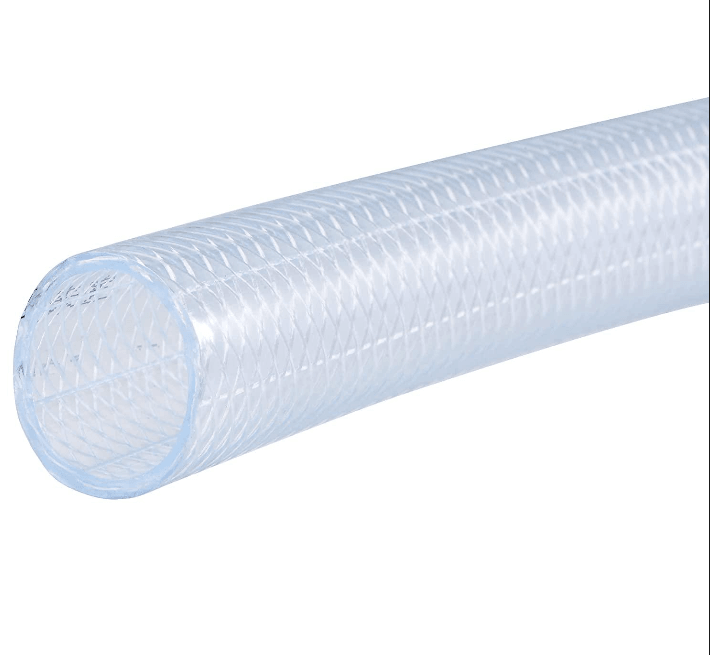 1/2" Clear Braided Food Hose - Clear PVC (1ft) - Forces Inc