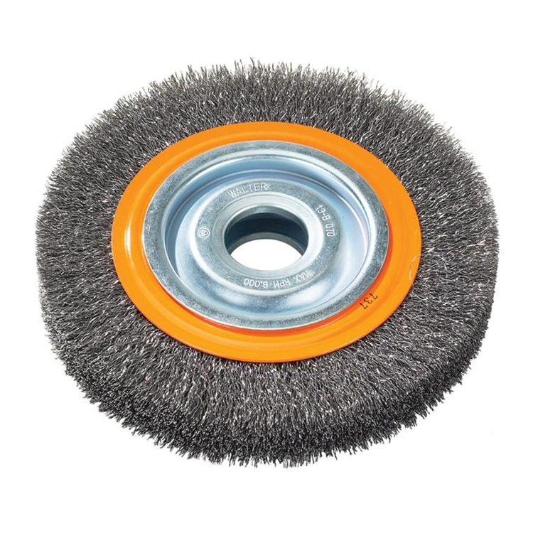 13B070 | Bench Grinder Wheel Brush 7" x 7/8", 1-1/4" Arbor, Crimped Steel Wires