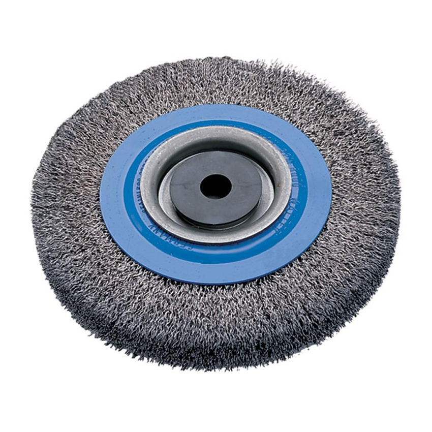 13B185 | Bench Grinder Wheel Brush 8" x 3/4", 1-1/4" Arbor, Crimped Stainless Steel Wires