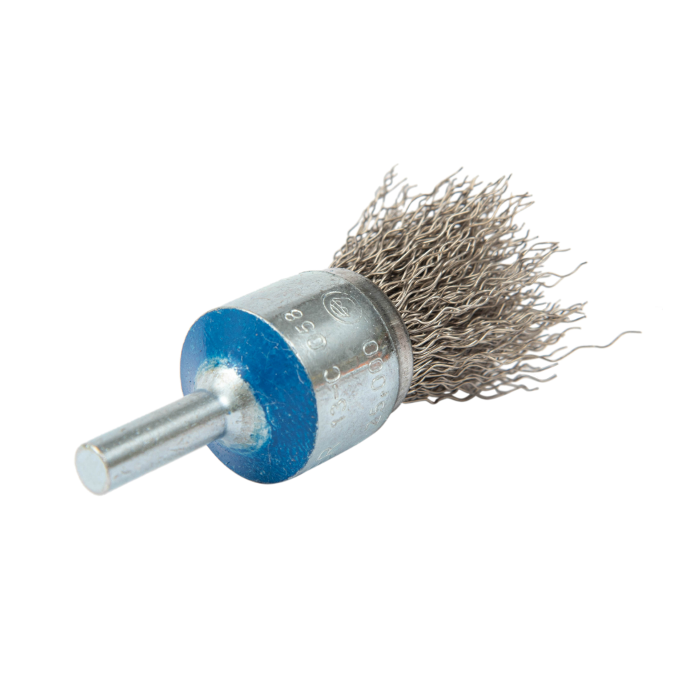 13C058 | Mounted Wire Brush 3/4", 1/4" Arbor, Crimped Wires Stainless Steel Wires