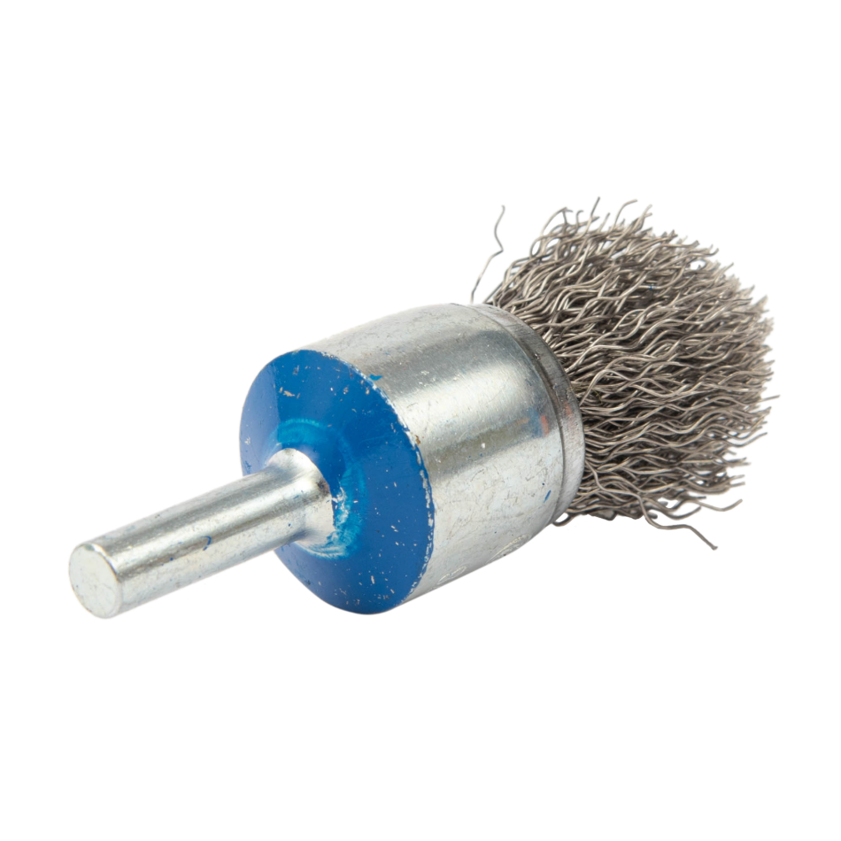 13C078 | Mounted Wire Brush 3/4", 1/4" Arbor, Crimped Wires Stainless Steel Wires