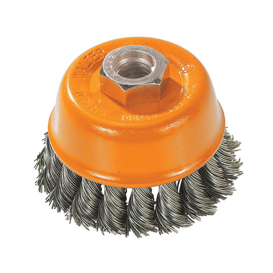 13F300 | Wire Cup Brush 3", M10-1.25 Arbor, Knot-Twisted Steel Wires