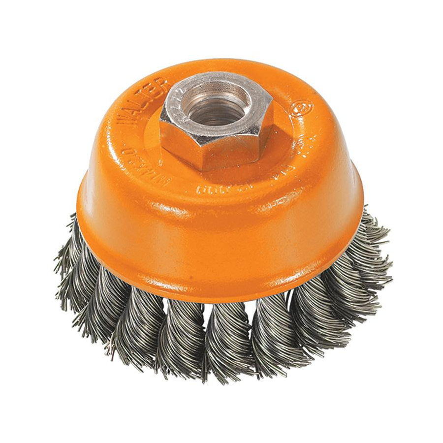 13F354 | Wire Cup Brush 3", 5/8"-11 Arbor, Knot-Twisted Steel Wires