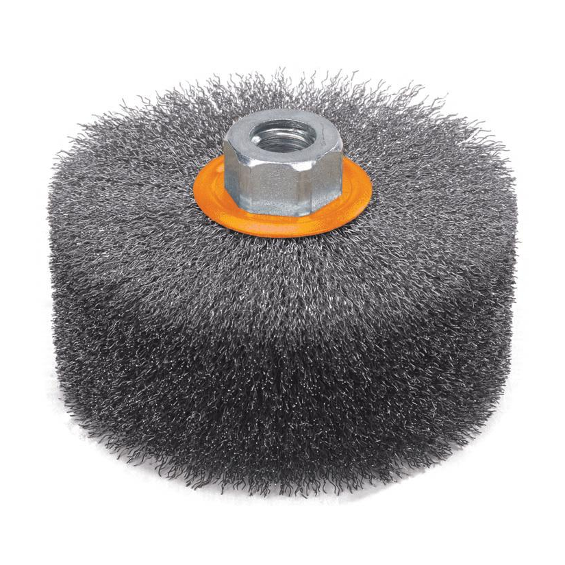 13M454 | Linear Wire Wheel Brush 4-1/2", 5/8"-11 Arbor, Crimped Steel Wires