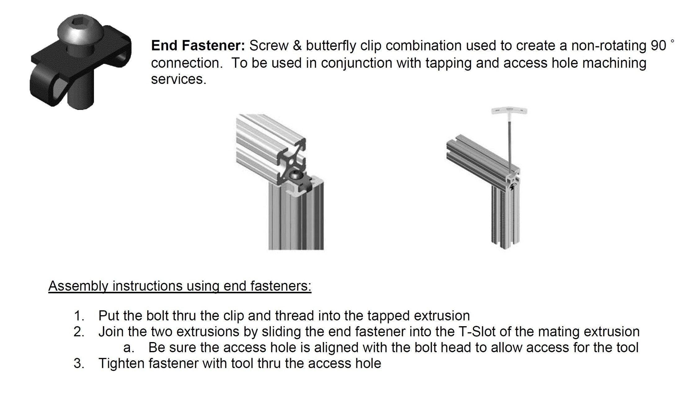 1/4-20 End Fastener Assembly | 10 Series Aluminum T-Slot - Forces Inc