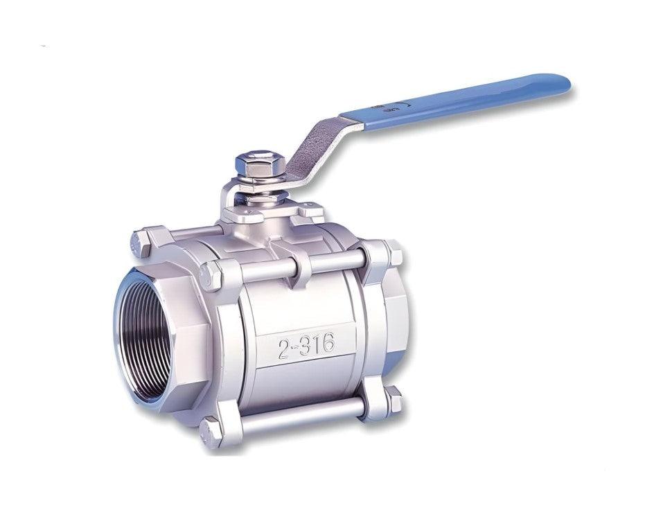 3/8" Threaded 3 PC Ball Valve 1000 WOG Stainless Steel 316 - Forces Inc