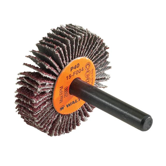 15F004 | COOLCUT™ Flap Wheel 1-1/2" x 3/8", 1/4" Arbor, 40 Grit, Cloth