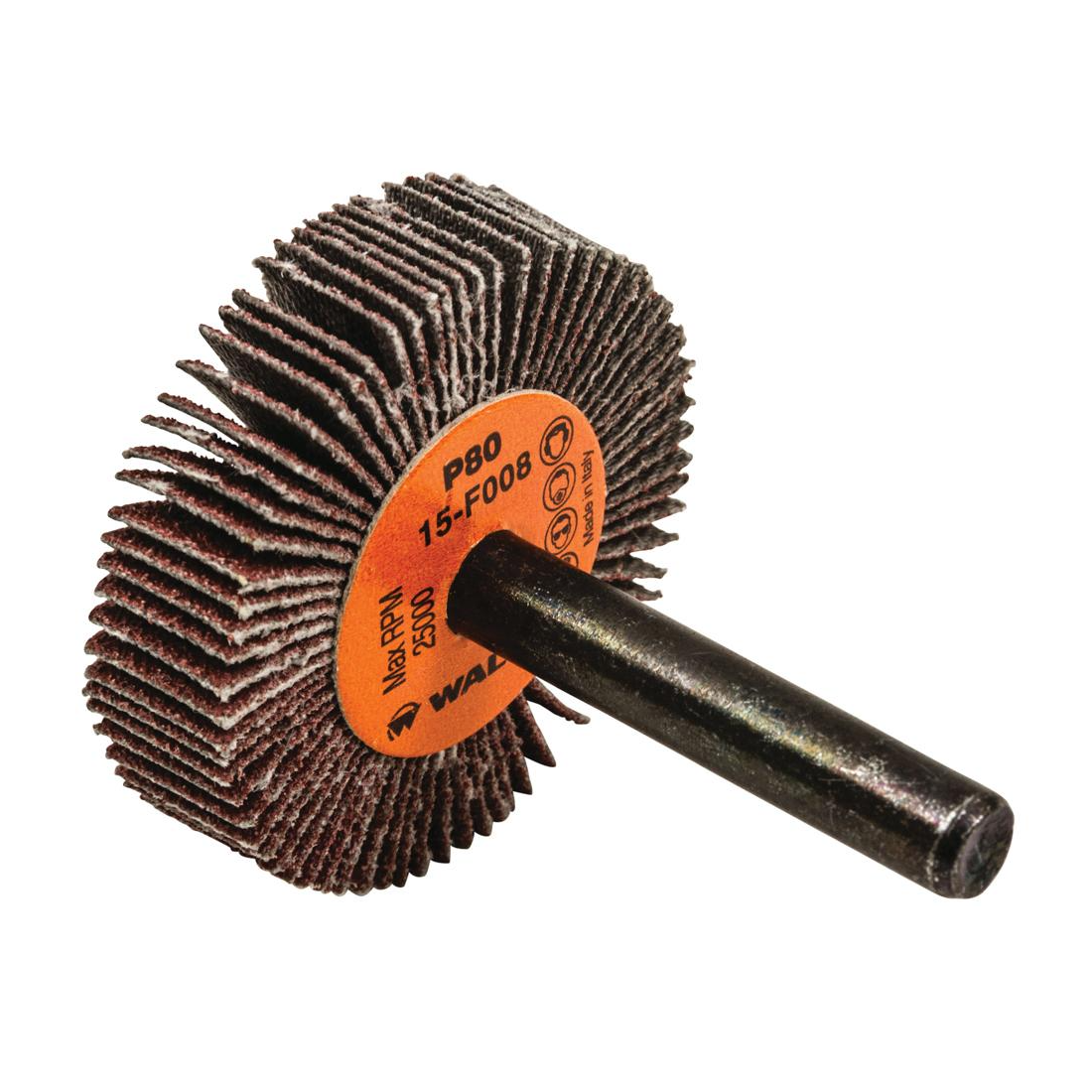15F008 | COOLCUT™ Flap Wheel 1-1/2" x 3/8", 1/4" Arbor, 80 Grit, Cloth