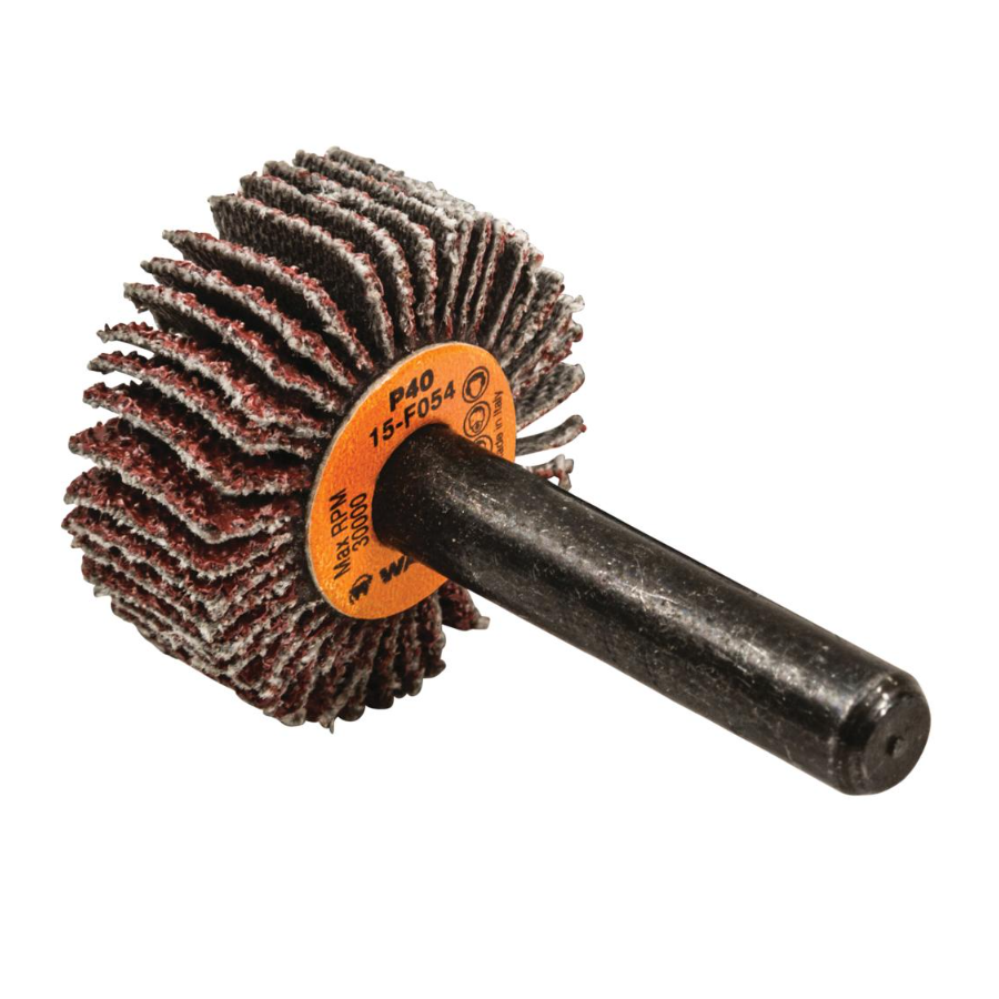 15F054 | COOLCUT™ Flap Wheel 1" x 3/8", 1/4" Arbor, 40 Grit, Cloth