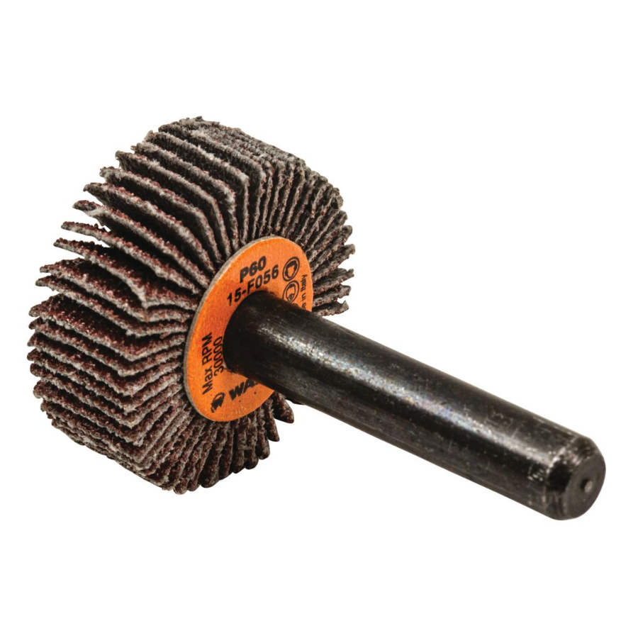 15F056 | COOLCUT™ Flap Wheel 1" x 3/8", 1/4" Arbor, 60 Grit, Cloth