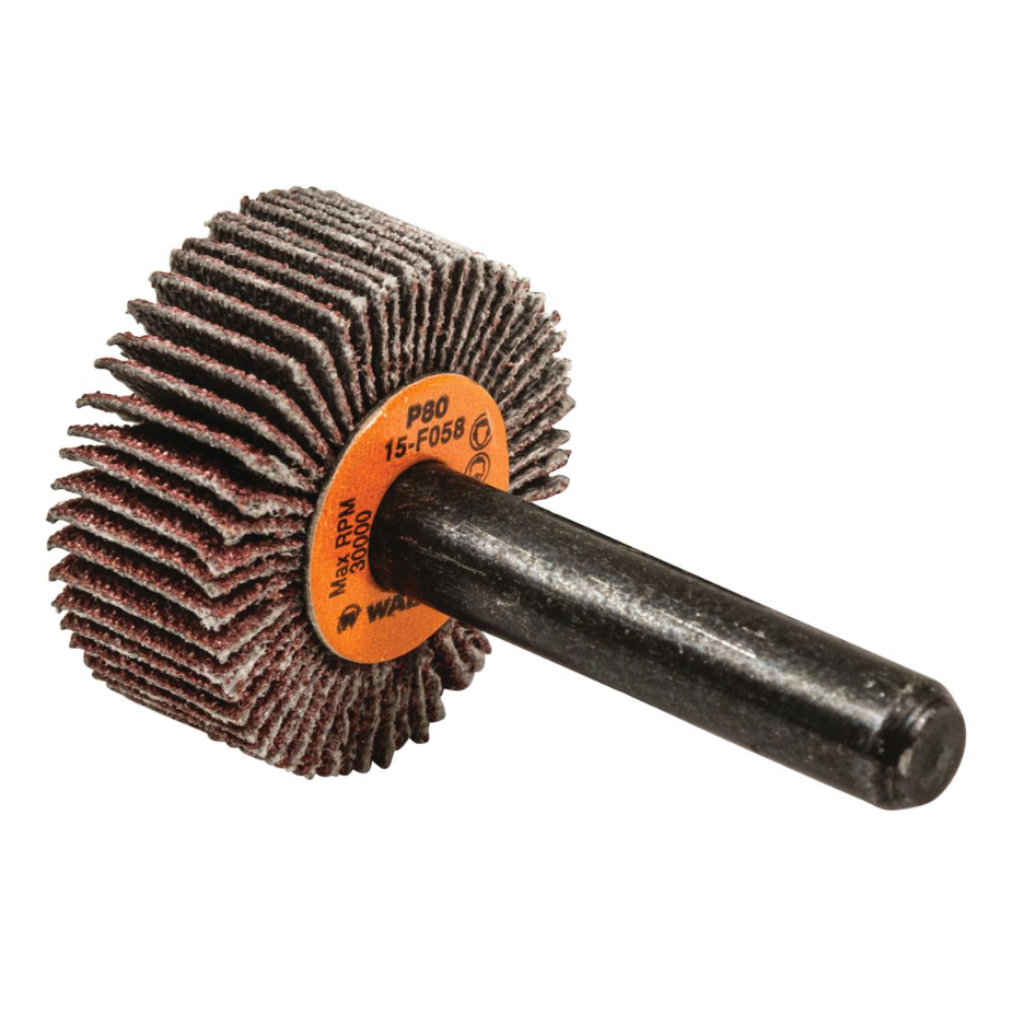 15F058 | COOLCUT™ Flap Wheel 1" x 3/8", 1/4" Arbor, 80 Grit, Cloth