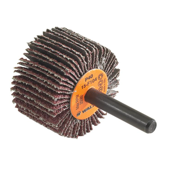 15F104 | COOLCUT™ Flap Wheel 1-1/2" x 1", 1/4" Arbor, 40 Grit, Cloth