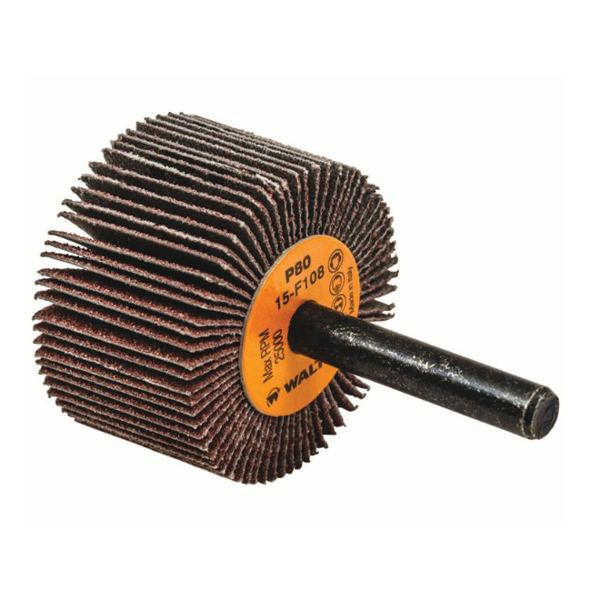 15F108 | COOLCUT™ Flap Wheel 1-1/2" x 1", 1/4" Arbor, 80 Grit, Cloth
