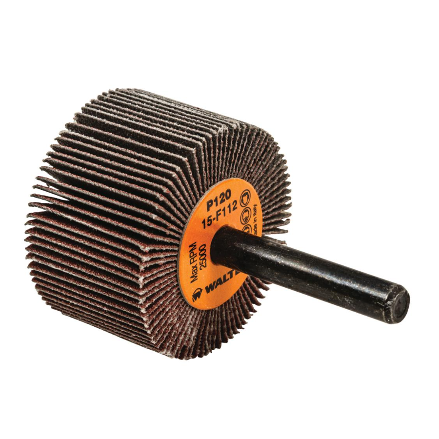 15F112 | COOLCUT™ Flap Wheel 1-1/2" x 1", 1/4" Arbor, 120 Grit, Cloth