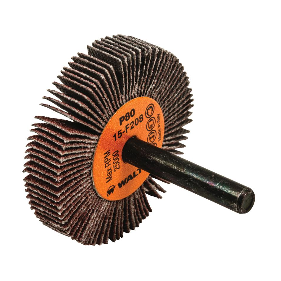 15F208 | COOLCUT™ Flap Wheel 2" x 3/8", 1/4" Arbor, 80 Grit, Cloth