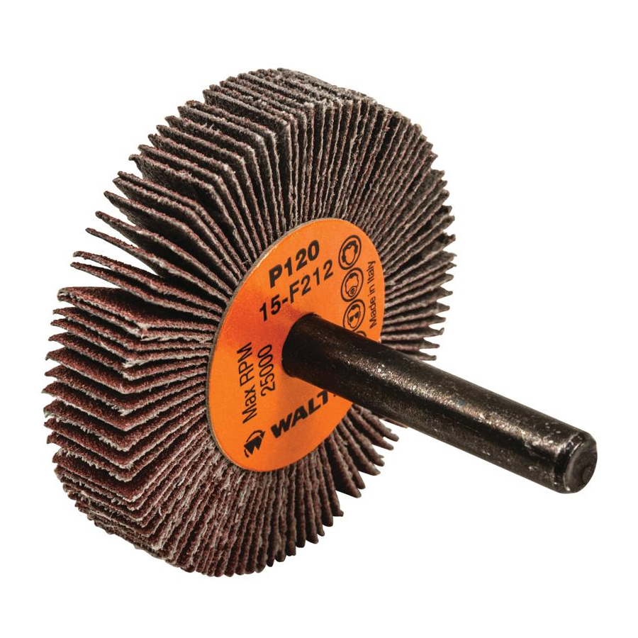 15F212 | COOLCUT™ Flap Wheel 2" x 3/8", 1/4" Arbor, 120 Grit, Cloth