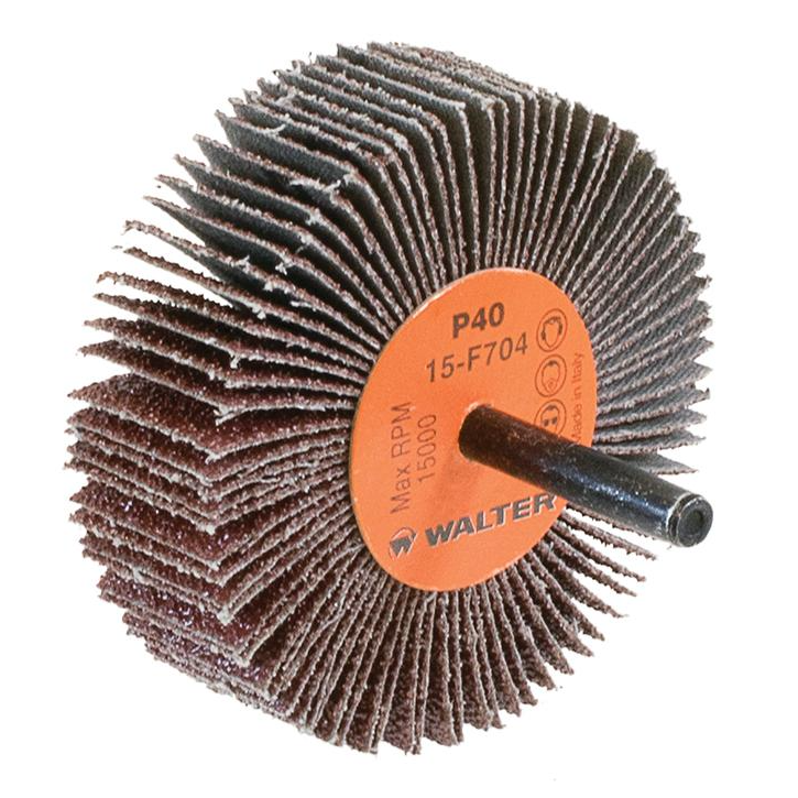 15F704 | COOLCUT™ Flap Wheel 3" x 1", 1/4" Arbor, 40 Grit, Cloth