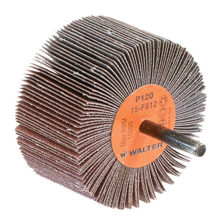 15F812 | COOLCUT™ Flap Wheel 3" x 1-1/2", 1/4" Arbor, 120 Grit, Cloth