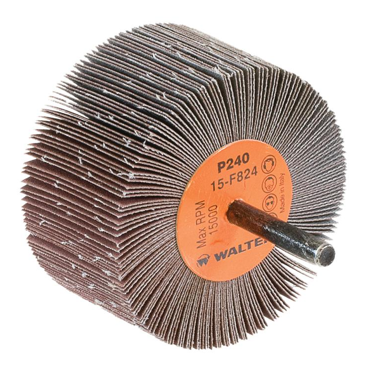 15F824 | COOLCUT™ Flap Wheel 3" x 1-1/2", 1/4" Arbor, 240 Grit, Cloth