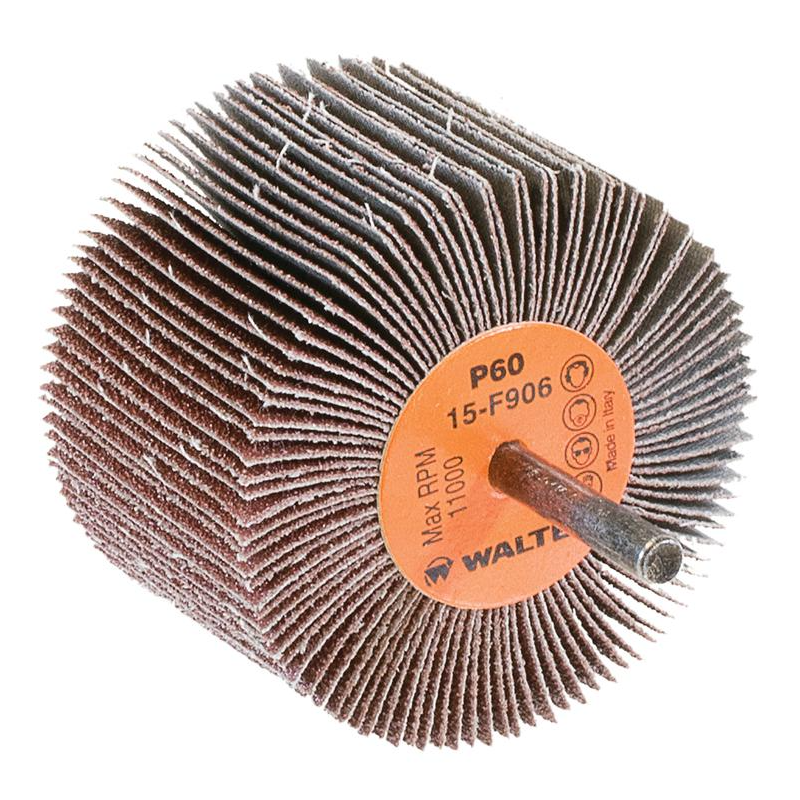 15F906 | COOLCUT™ Flap Wheel 3" x 2", 1/4" Arbor, 60 Grit, Cloth