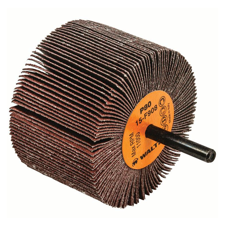 15F908 | COOLCUT™ Flap Wheel 3" x 2", 1/4" Arbor, 80 Grit, Cloth