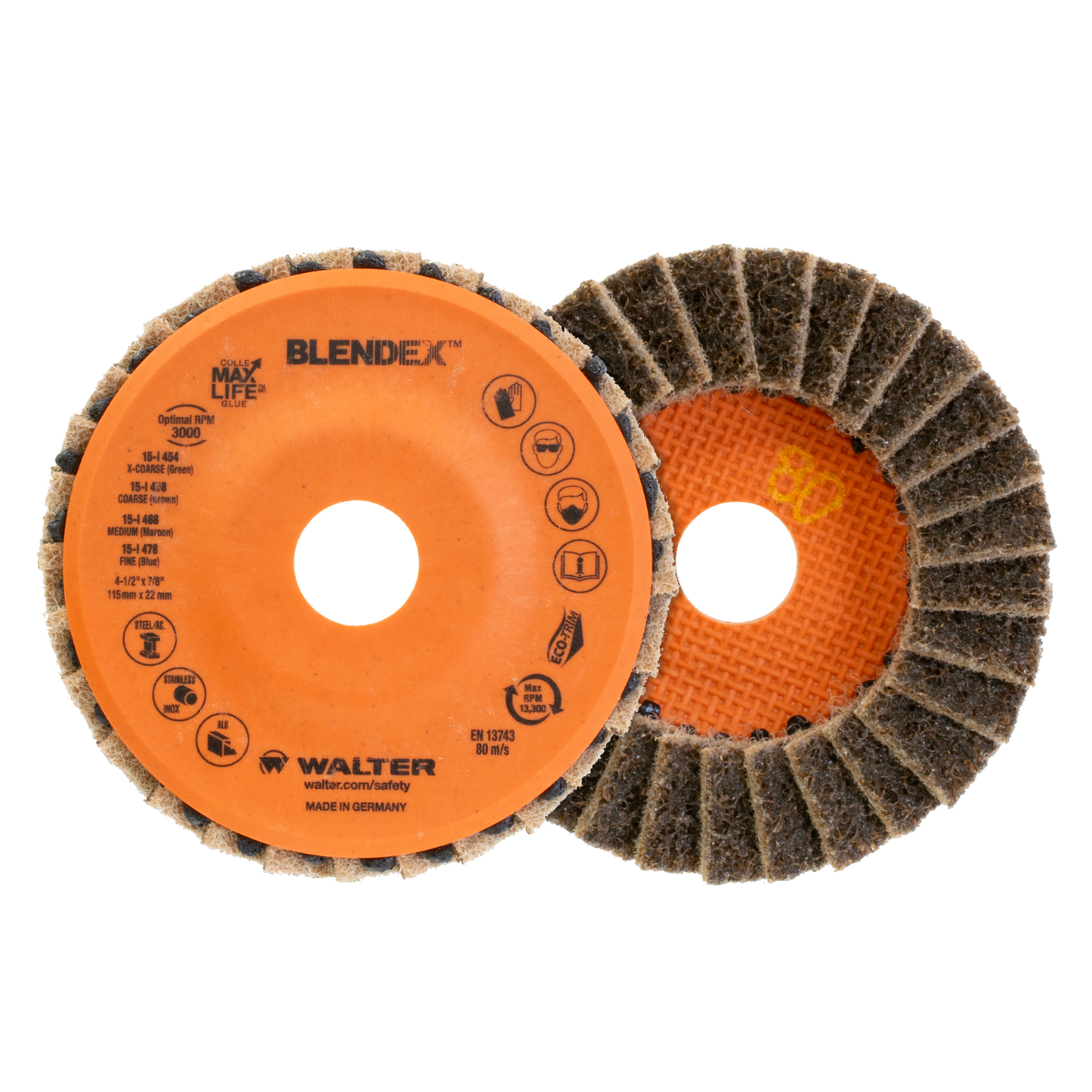 15I458 | BLENDEX™ Flap Disc 4-1/2", 7/8" Arbor, 80 Grit, Type 27