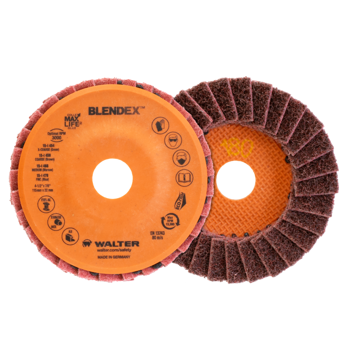 15I468 | BLENDEX™ Flap Disc 4-1/2", 7/8" Arbor, 180 Grit, Type 27