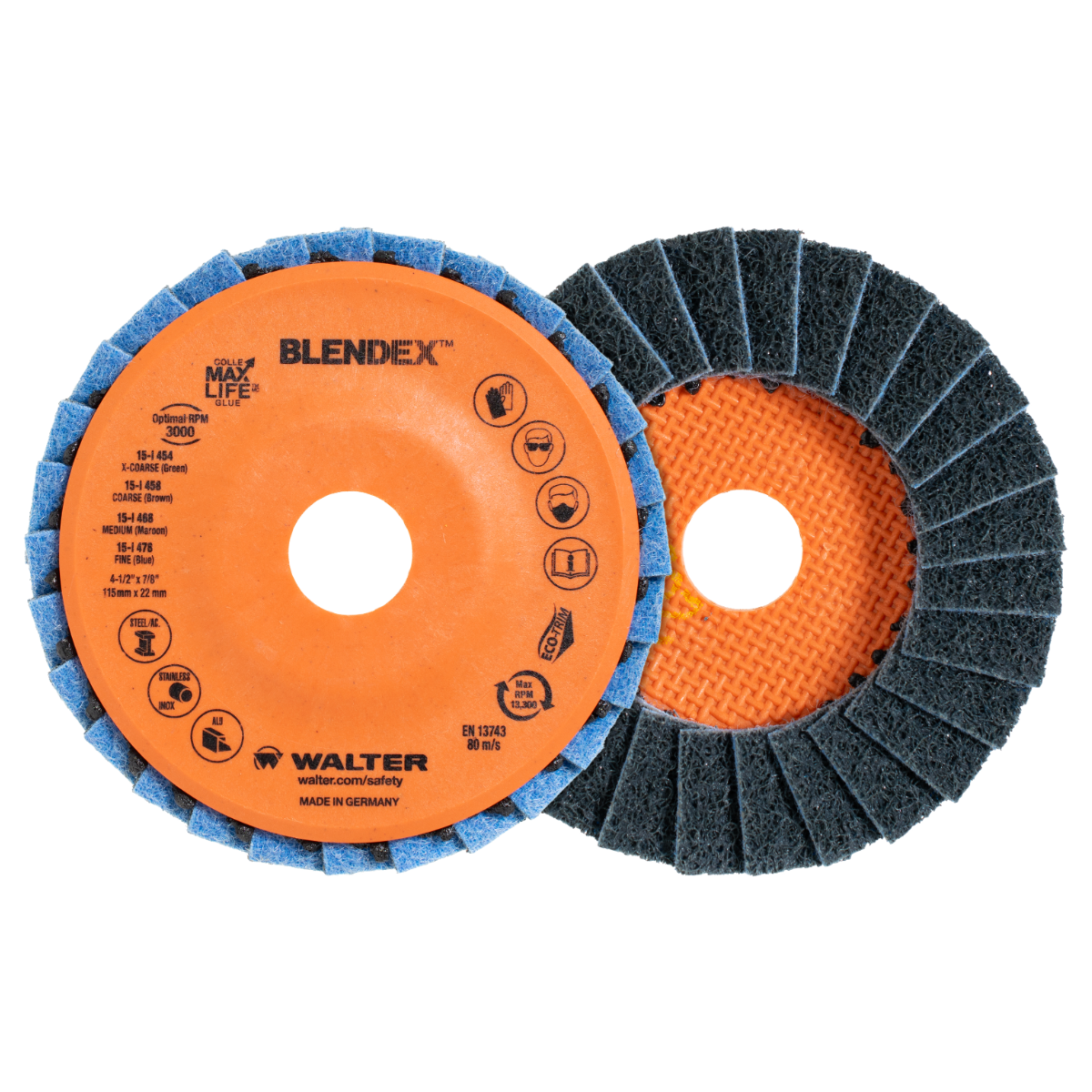 15I478 | BLENDEX™ Flap Disc 4-1/2", 7/8" Arbor, 280 Grit, Type 27