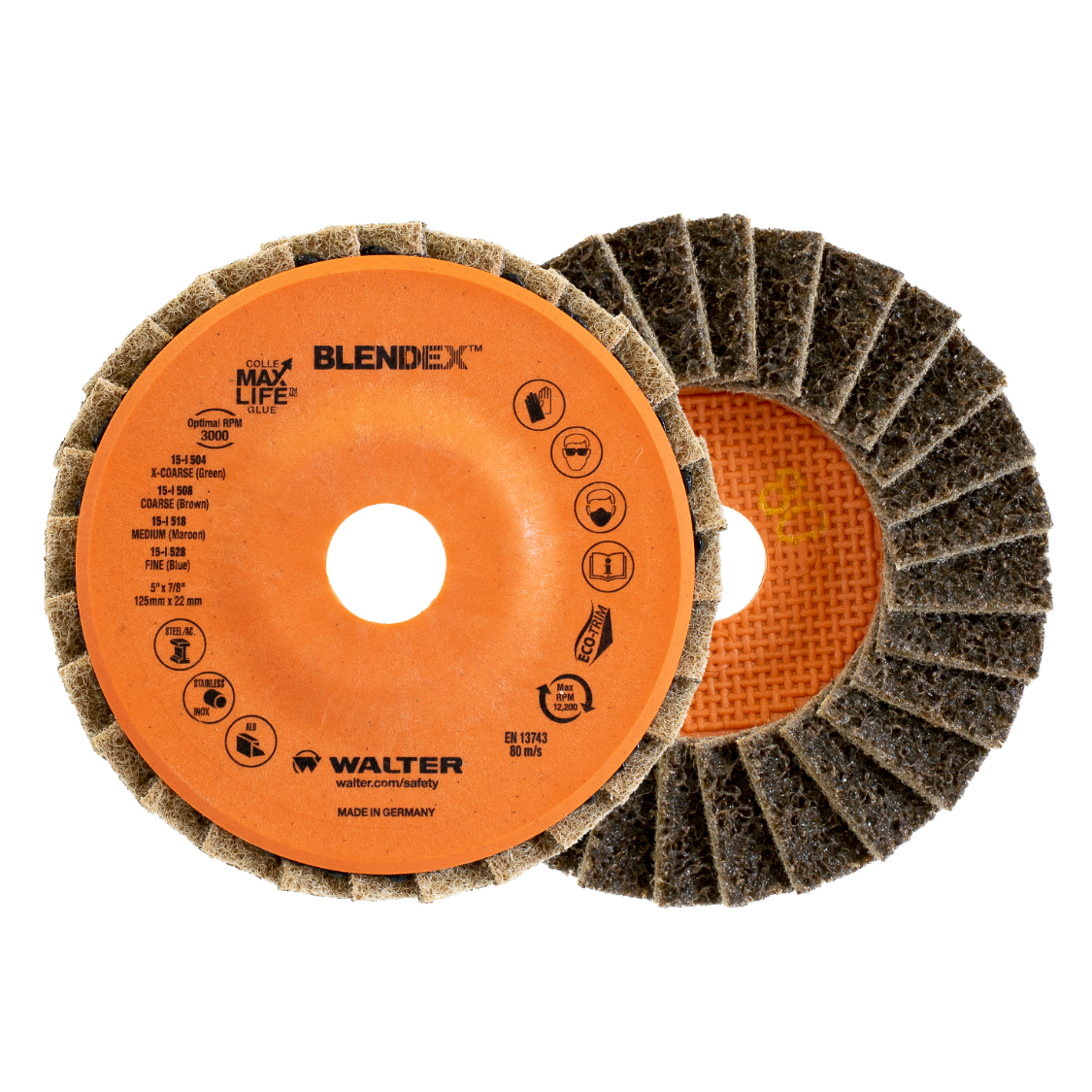 15I508 | BLENDEX™ Flap Disc 5", 7/8" Arbor, 80 Grit, Type 27