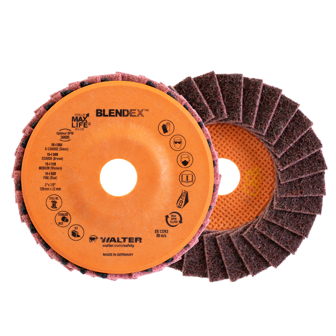 15I518 | BLENDEX™ Flap Disc 5", 7/8" Arbor, 180 Grit, Type 27