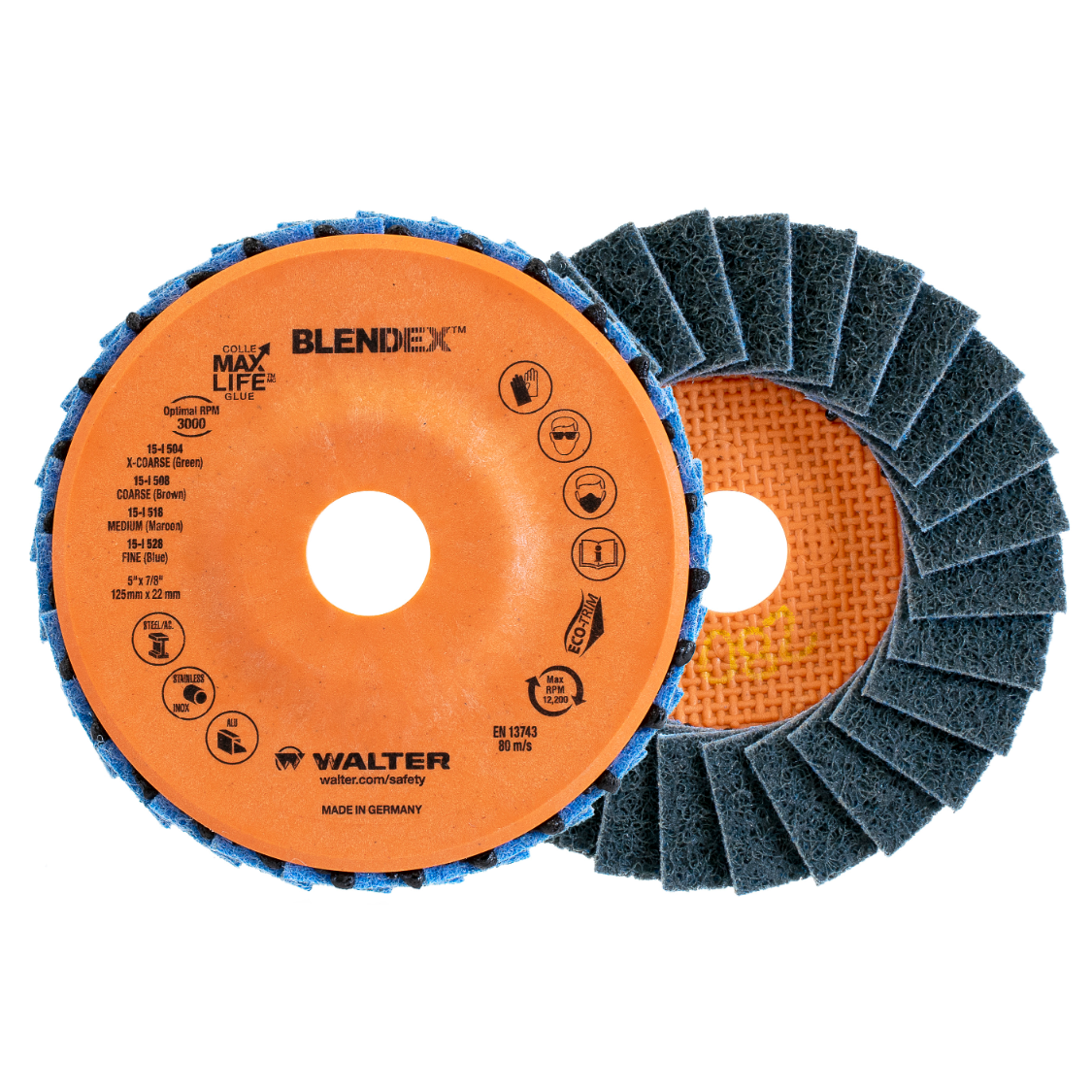 15I528 | BLENDEX™ Flap Disc 5", 7/8" Arbor, 280 Grit, Type 27