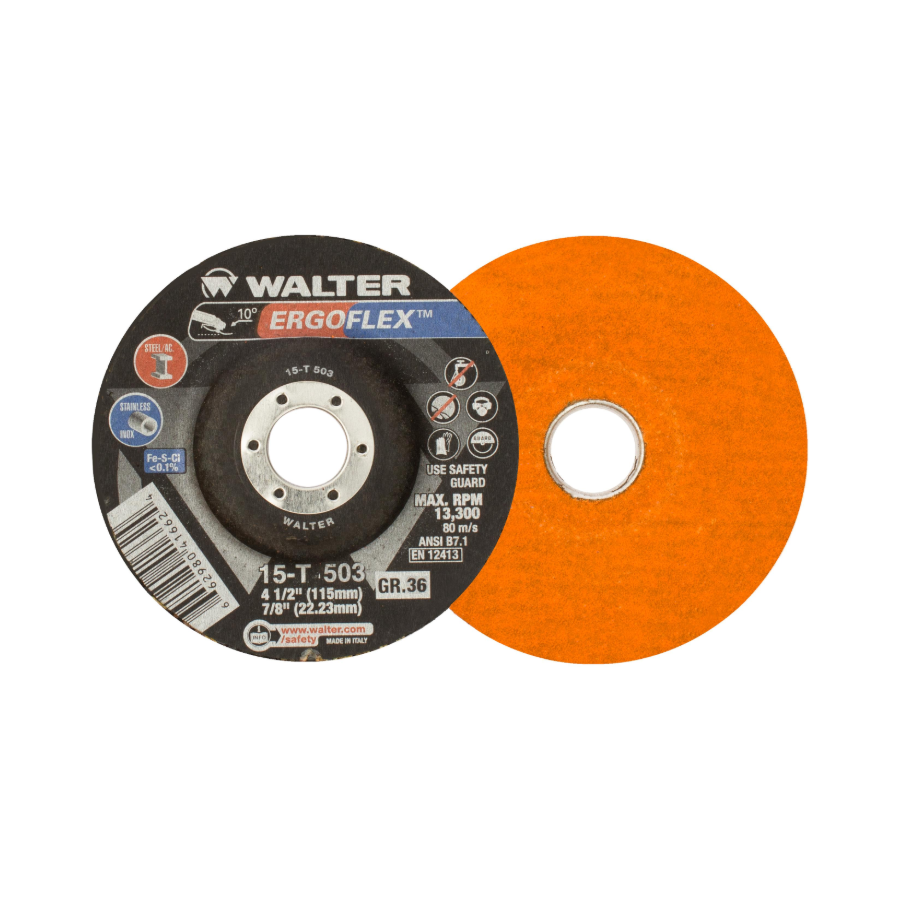 15T503 | ERGOFLEX™ Grinding Wheel 5", 7/8" Arbor, 36 Grit, Type 29, Ceramic