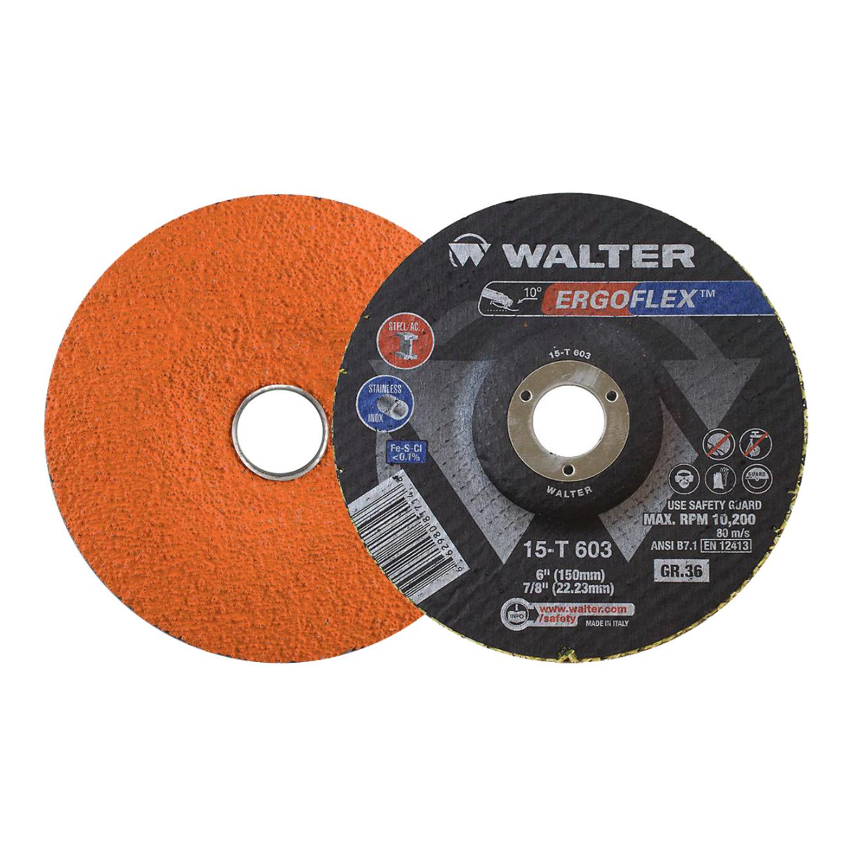 15T603 | ERGOFLEX™ Grinding Wheel 6", 7/8" Arbor, 36 Grit, Type 29, Ceramic