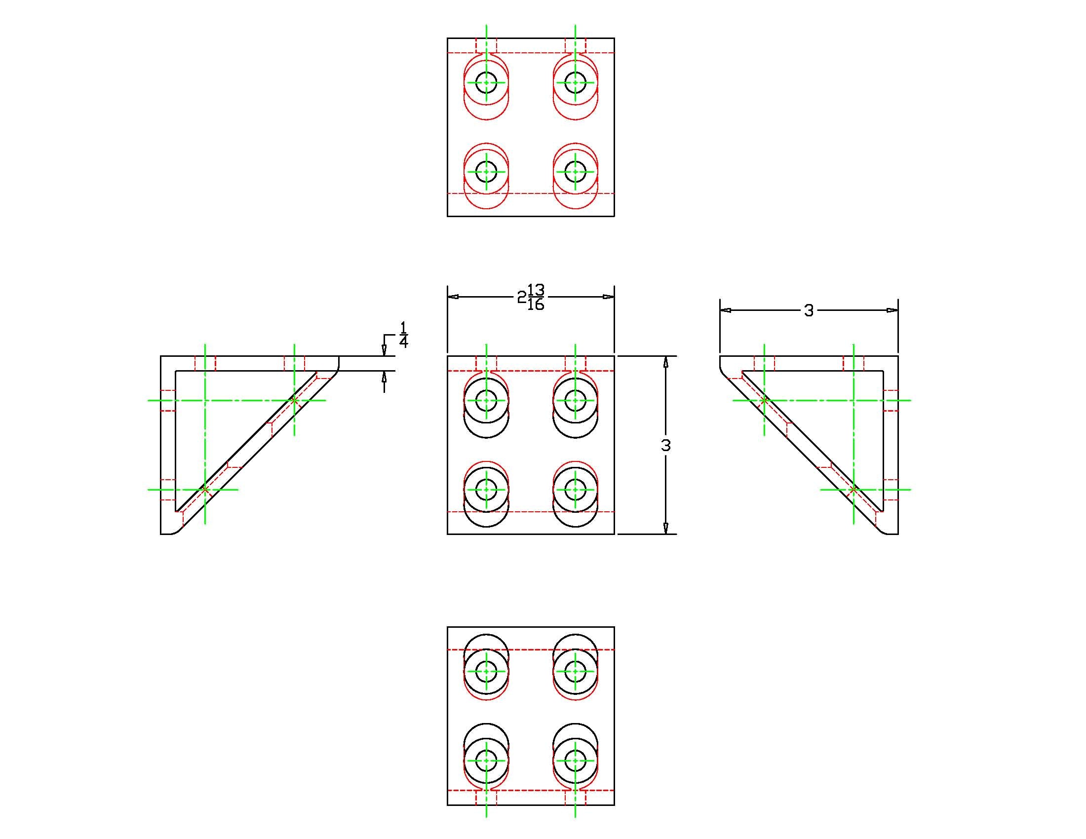 15 Series 8 Hole Black Vertical Inside Corner Gusset