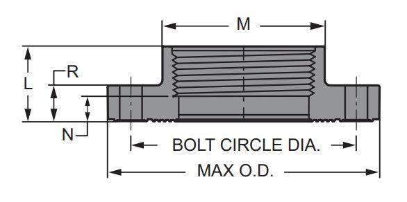 2-1/2" 150LB Flange (Threaded) Sch 80 - PVC Grey | 852025 - Forces Inc