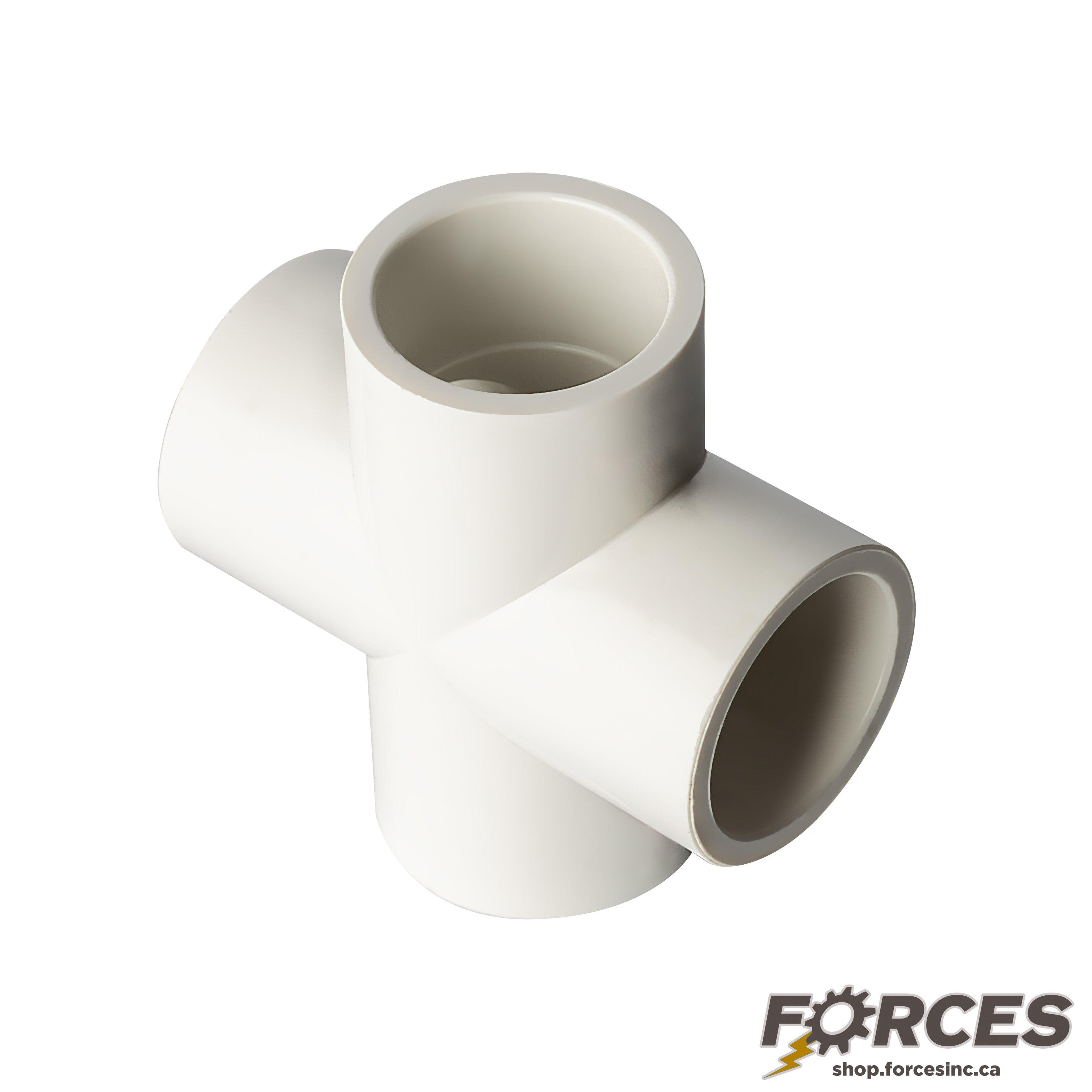 2-1/2" Socket Cross Sch 40 - PVC white | 420025W - Forces Inc