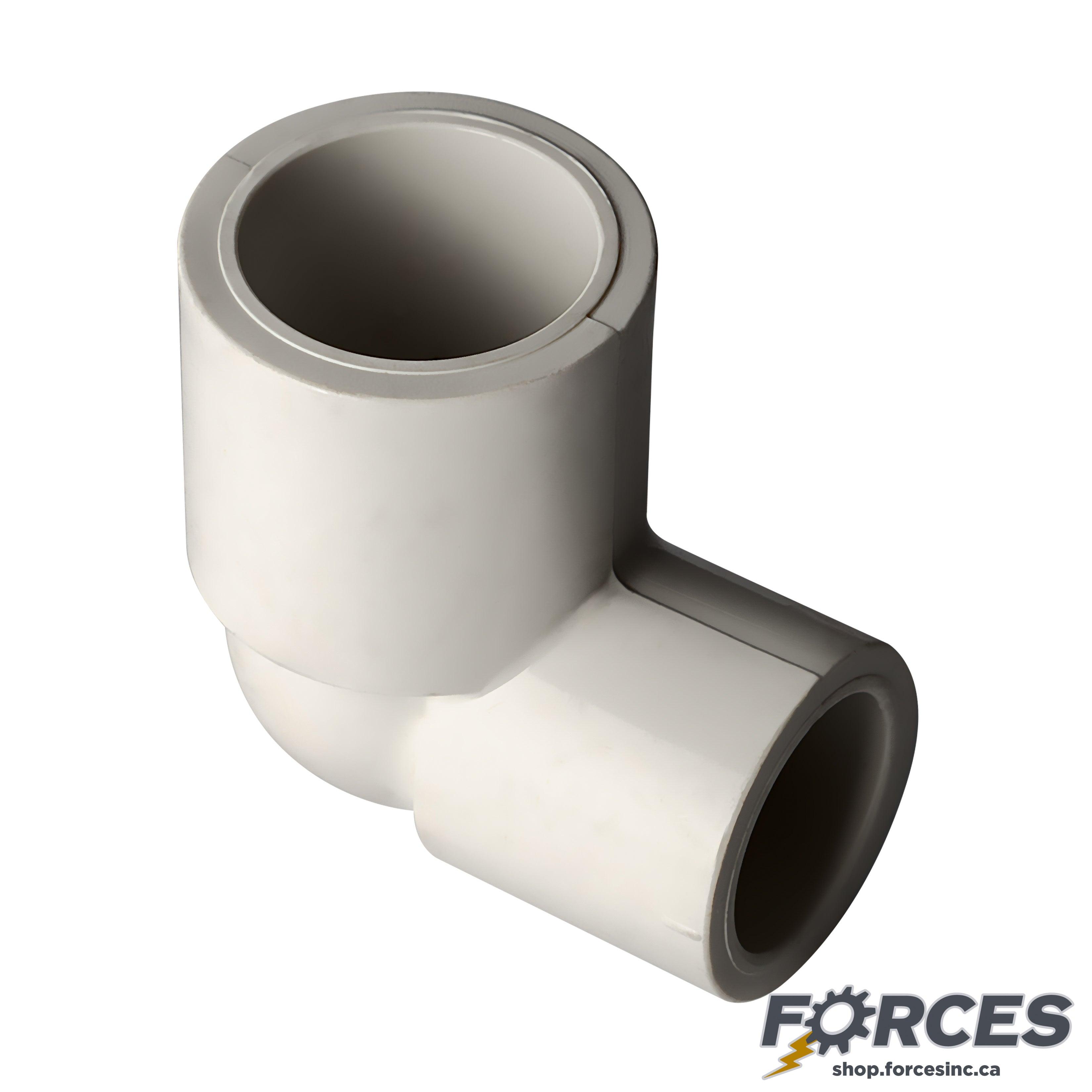 2" x 1/2" 90° Reducing Elbow (SOC x Slip) Sch 40 - PVC white | 406251W - Forces Inc