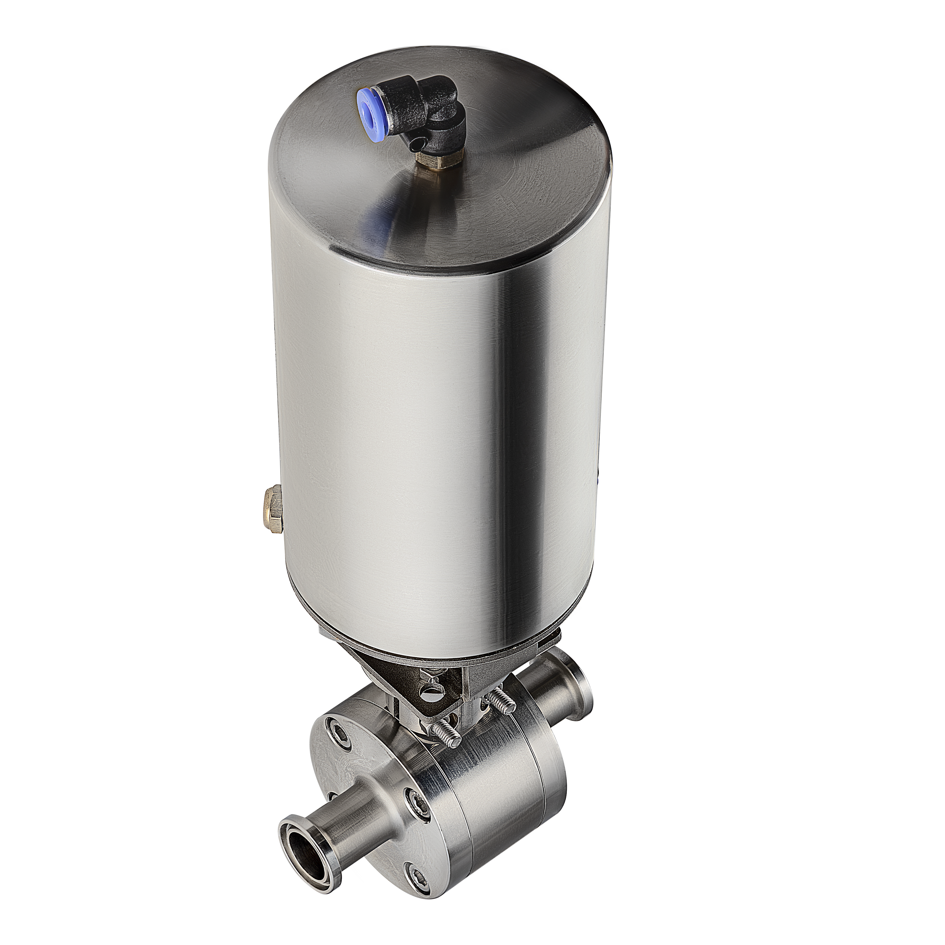 Tri-Clamp Ball Valve Full Teflon W/ Spring-Return Actuator - SS 316