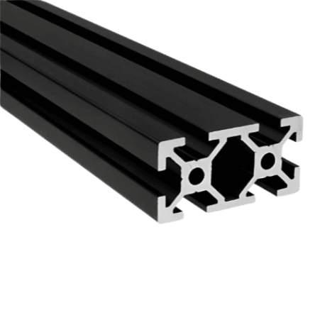 20mm x 40mm Black Smooth T-Slotted Aluminum Extrusion - 1ft Bar - Forces Inc