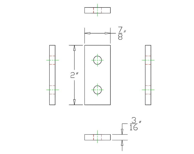 2 Hole Joining Plate 1" x 2" x 3/16" | 10 Series Aluminum T-Slot