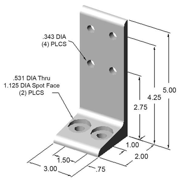3" Floor Mount Base Angle | 15 Series Aluminum T-Slot - Forces Inc