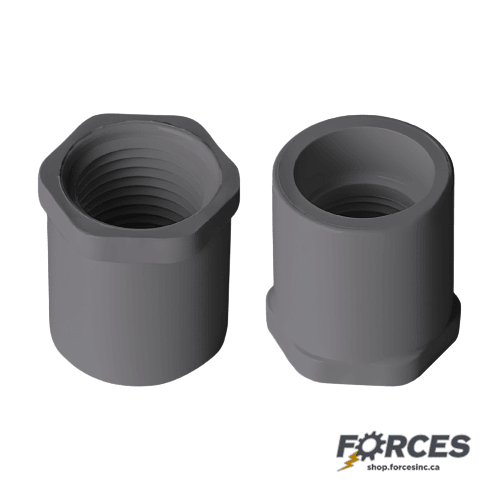 3" x 2" Reducer Bushing (Slip x FPT) Sch 40 - PVC Grey | 438338 - Forces Inc