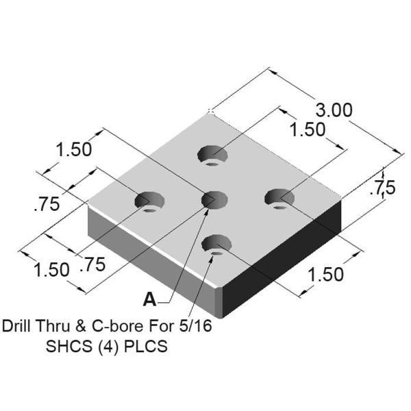 3" x 3" Base Plate Center Hole 3/8-16 | 15 Series T-Slot - Forces Inc