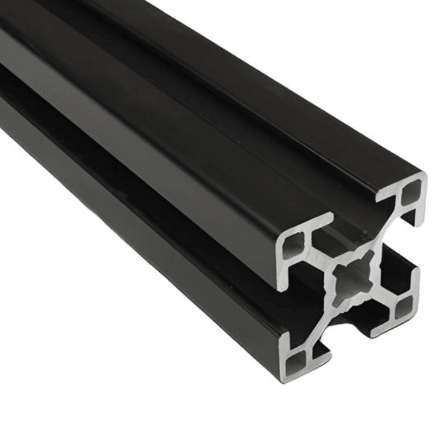 30mm x 30mm Black Smooth T-Slotted Aluminum Extrusion - 1ft Bar - Forces Inc