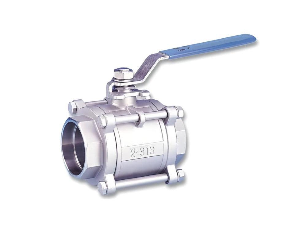 3/8" Socket Weld 3 PC Ball Valve 1000 WOG Stainless Steel 316 - Forces Inc