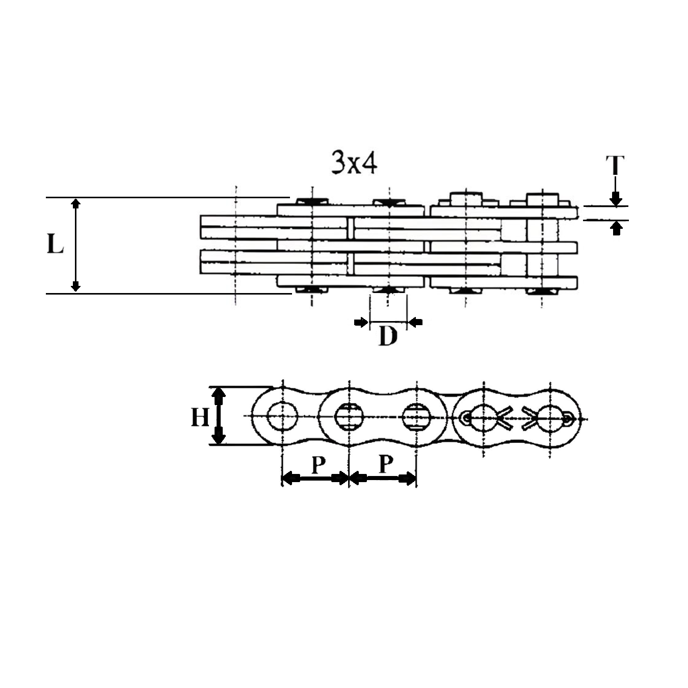 BL634 | Leaf Chain Link 3 x 4 Lacing 0.75" Pitch