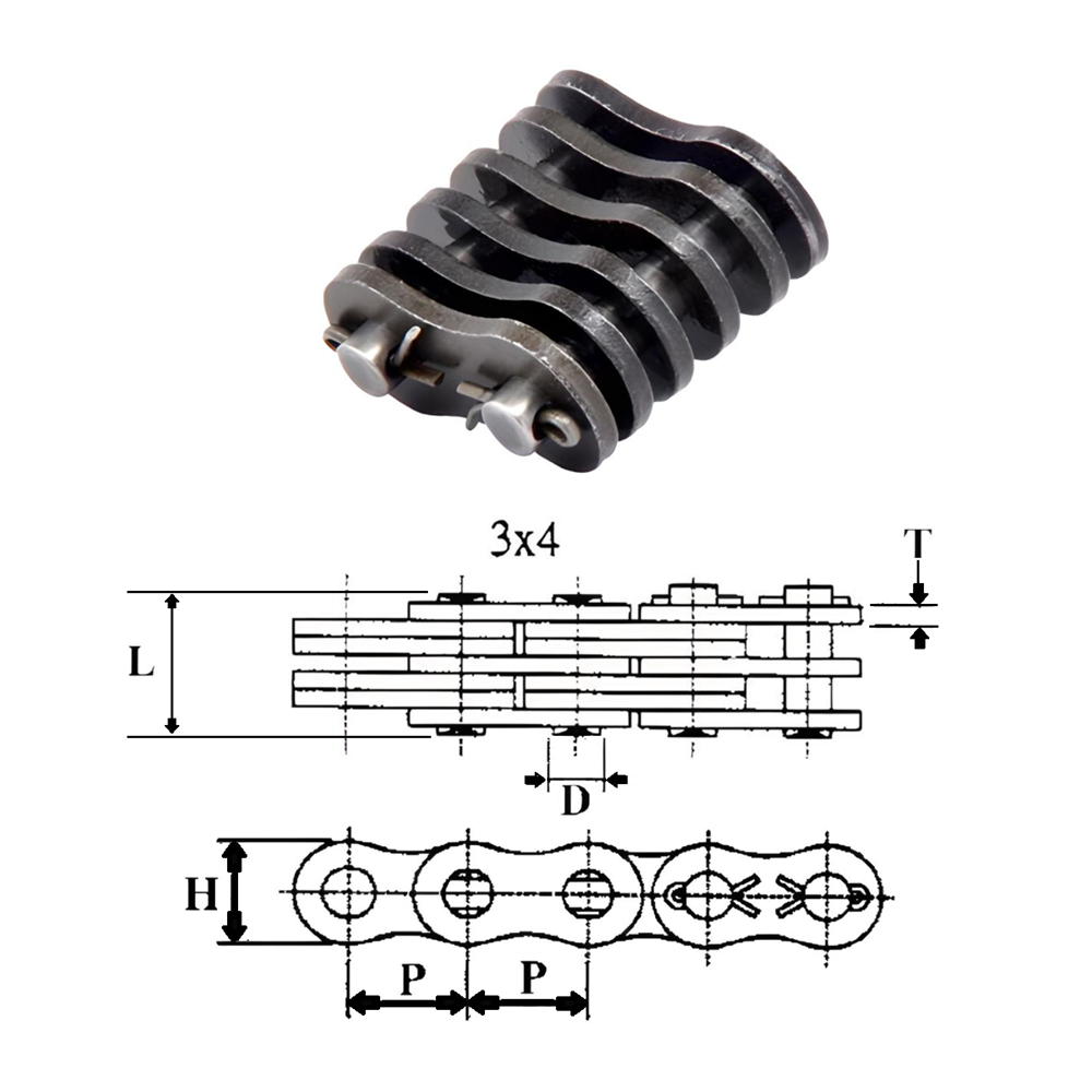 BL634 | Leaf Chain Link 3 x 4 Lacing 0.75" Pitch